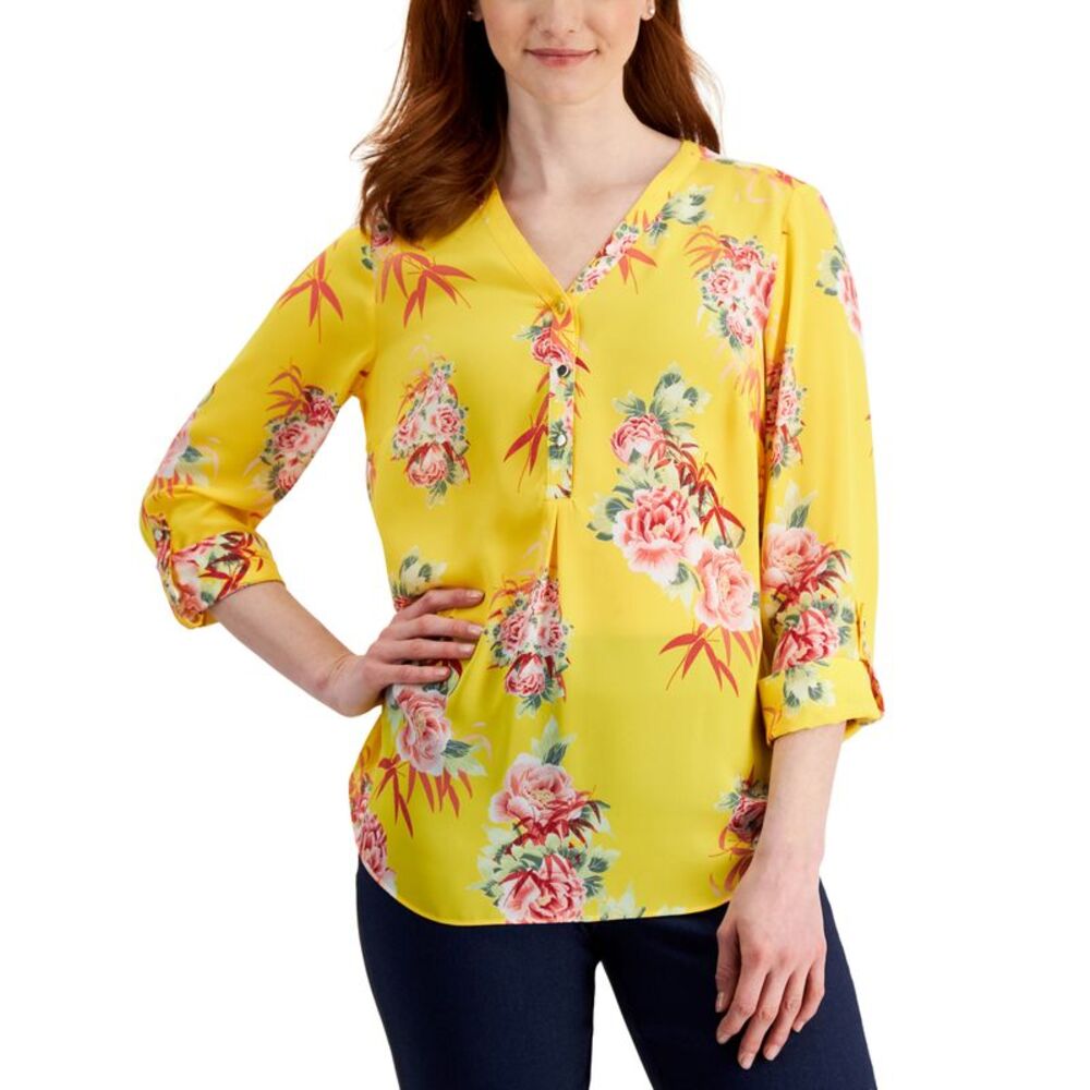 JM Collection Womens Floral Utility Top